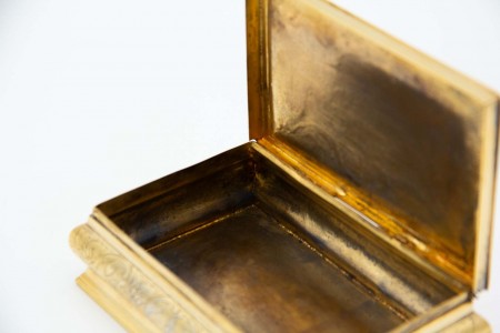 Caixa de cigarros de prata dourada retangular